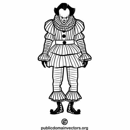 Clown black and white vector clip art