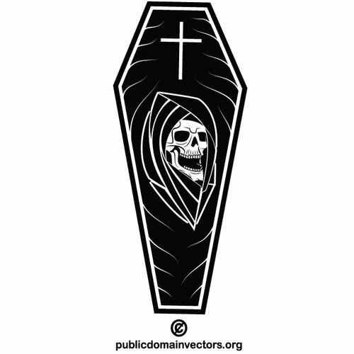 Coffin with skull symbol