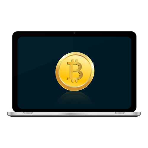 Bitcoin on laptop screen vector illustration - Public domain vectors