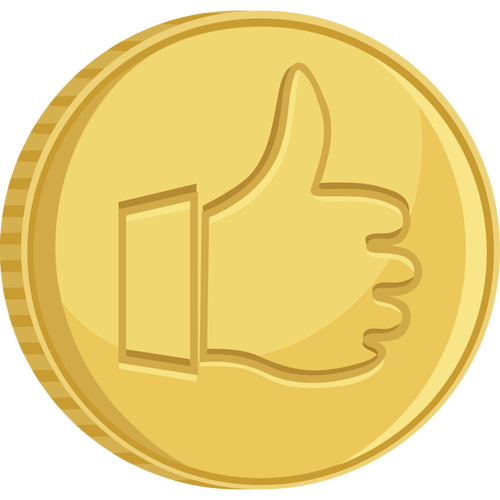 Vector image of coin with thumb up