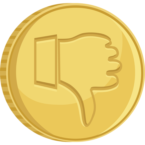 Vector illustration of coin with thumb down