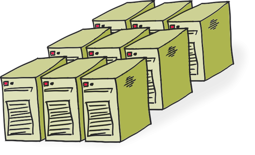 Comic-style servers vector illustration