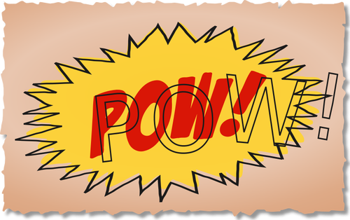 Vintage comic POW sound effect with overlay writing