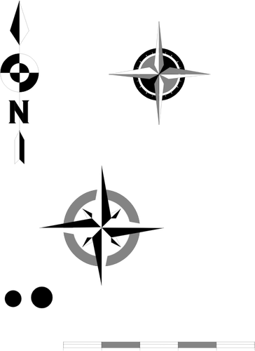 Diferentes símbolos de bússola