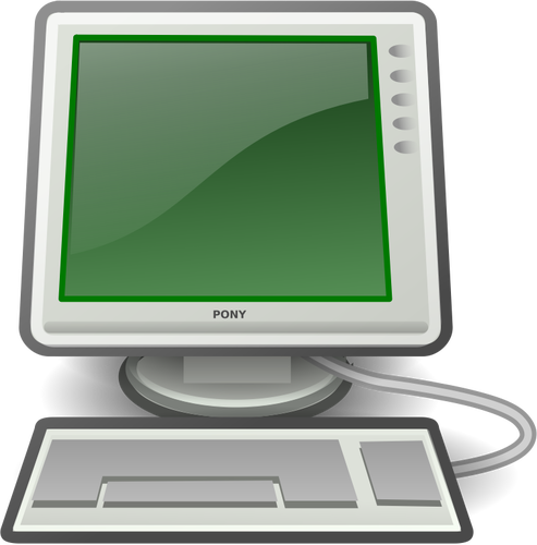Pony-grüne desktop-Computer-Vektor-Bild