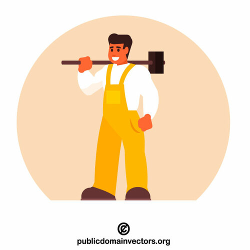 Construction man holding hammer