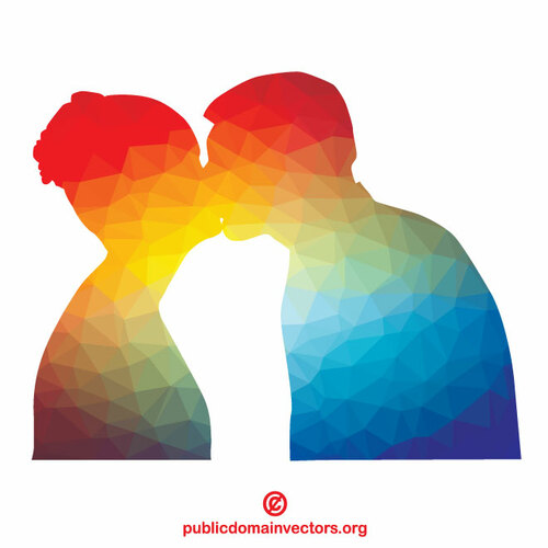 Bir çift öpüşme silueti