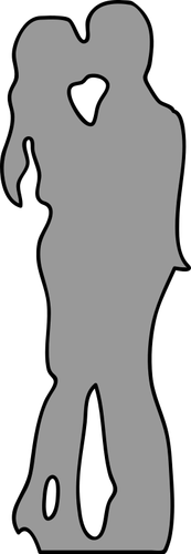 Image of gray silhouette of young couple kissing