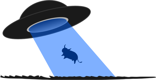 Vector clip art of cow being abducted