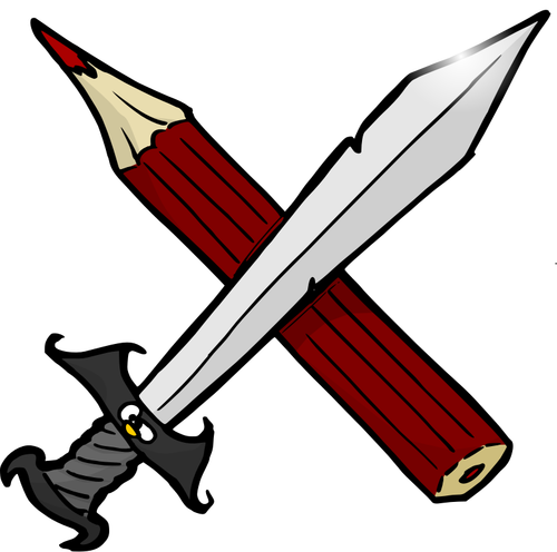 Sword and pencil vector drawing