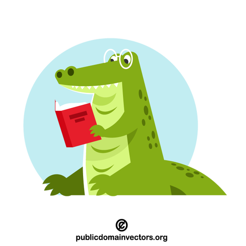 Crocodile reads a book