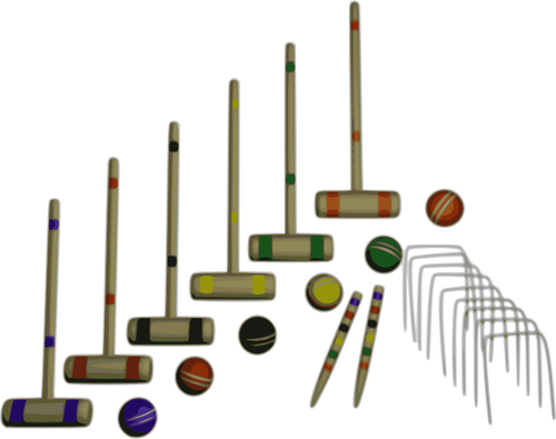 Vector graphics of backyard croquet set