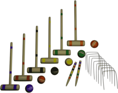 Vector graphics of backyard croquet set