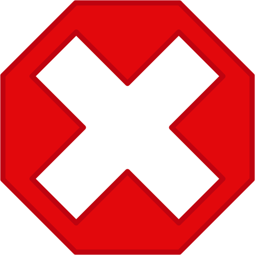 Bílý kříž v rámci červený osmiúhelník vektorový obrázek