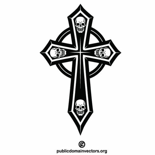 带有头骨的宗教十字架