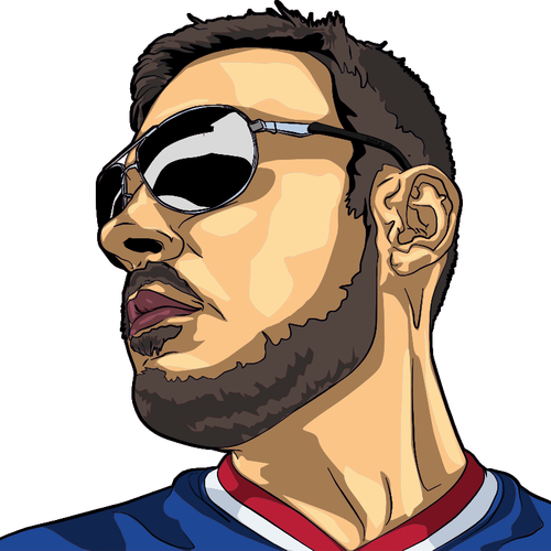 Vector drawing of clubber guy with a beard and sunglasses