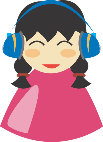 בחורה חמודה עם אוזניות בתמונה וקטורית