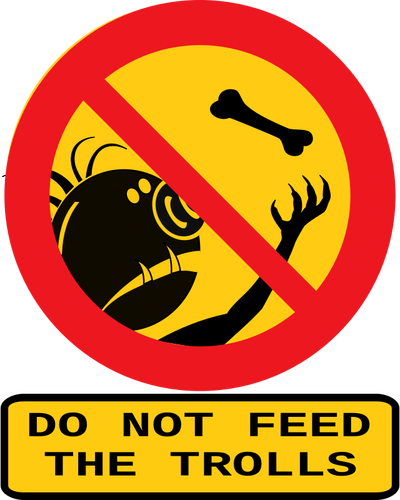 Vector clip art of do not feed the trolls sign with caption