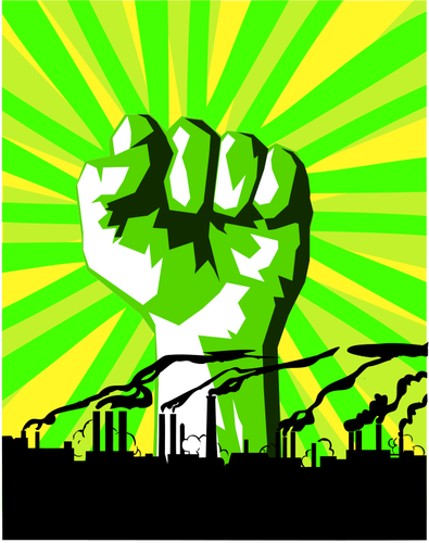 Green power against pollution vector drawing