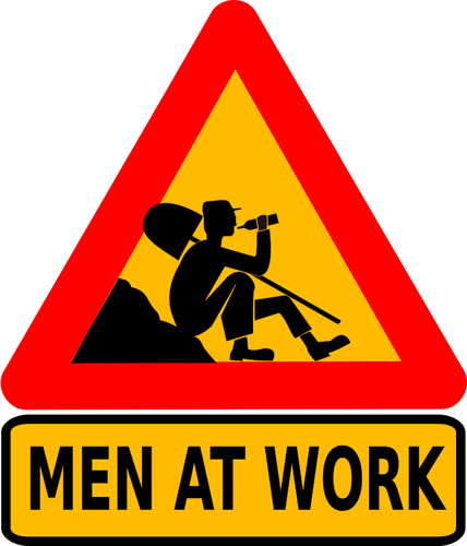 Vector clip art of men at work warning sign