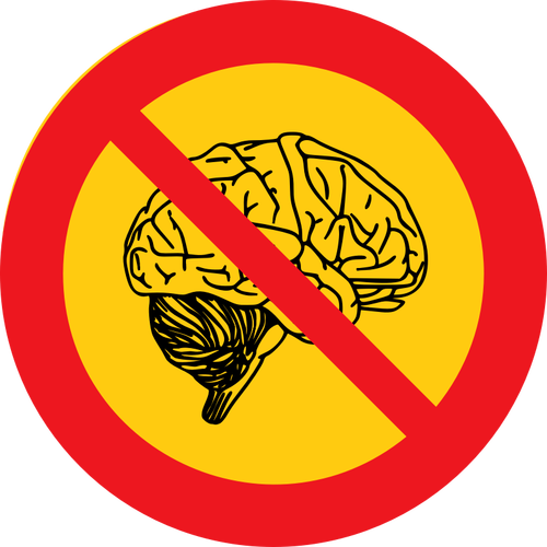 Thinking forbidden sign vector image