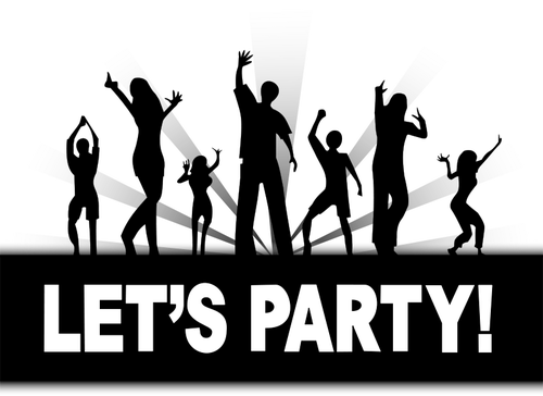 Lets Party sign vector drawing