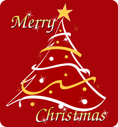 Kırmızı ve altın Christmas tree tebrik kartı vektör görüntü