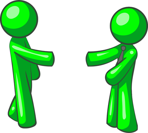 Vektor-Illustration der grünen Figuren Händeschütteln