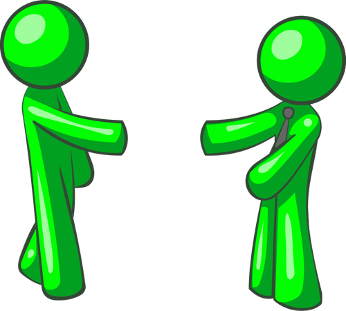 Vector illustration of green figures shaking hands