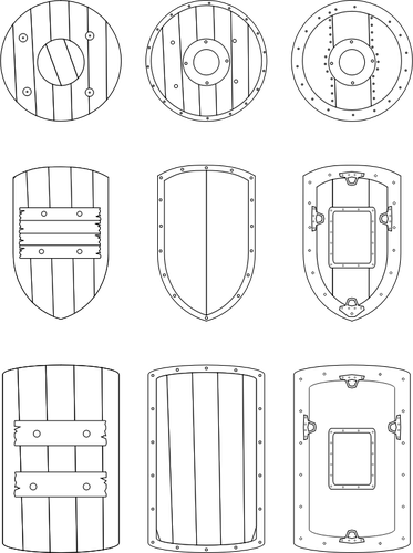 Graphiques vectoriels de sélection de boucliers médiévaux