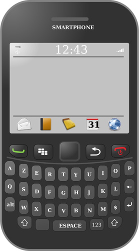 Smartphone con gráficos del vector teclado azerty