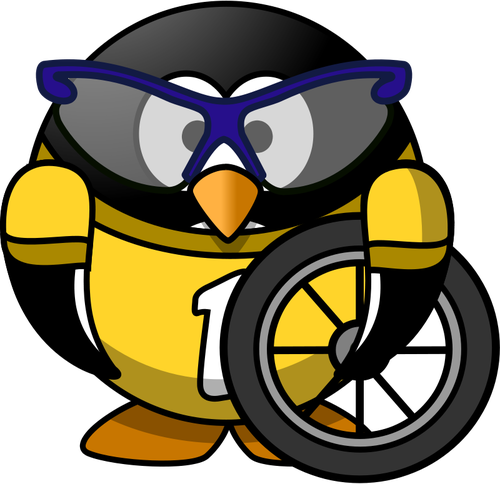 Cyklista tučňák vektorový obrázek