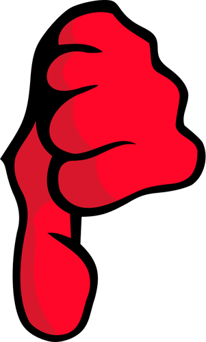 Clip art wektor z pięści czerwony kciuk w dół