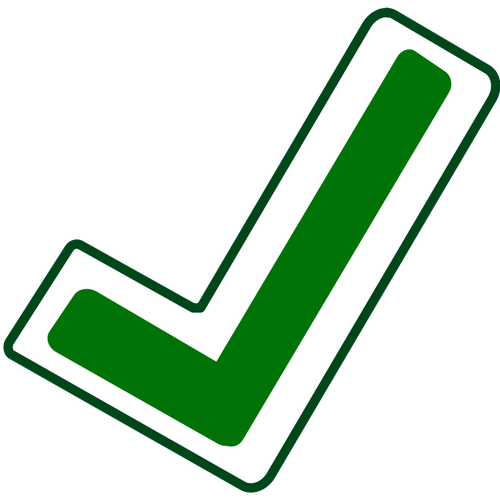 Zelené správné vektorové ikony