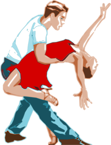 Dancing couple in a dance move vector clip art