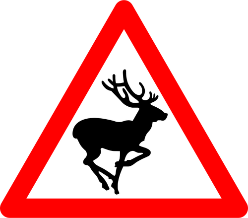 Vector image of deer crossing warning road sign