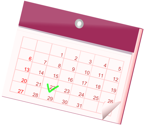 1 ヶ月カレンダーのピンク色のアイコンのベクトル画像