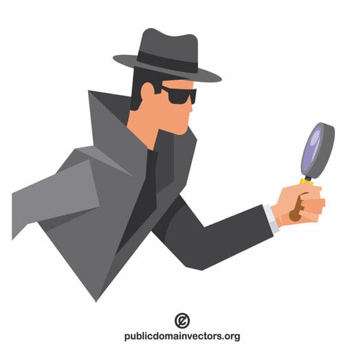 Detective with magnifying glass