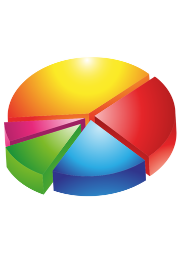 Vector image of 3D colorful pie chart exploded view