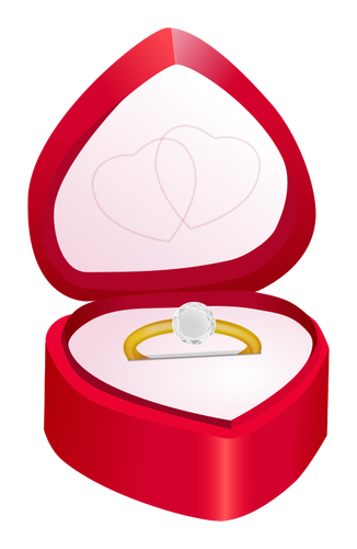 Vector image of diamond ring in heart shape box