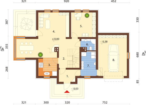 Vektorgrafikk roms hus arkitektoniske plan