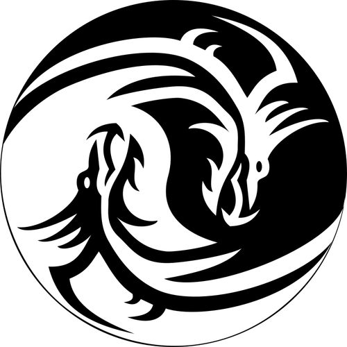 Ying yang dragon sign vector image