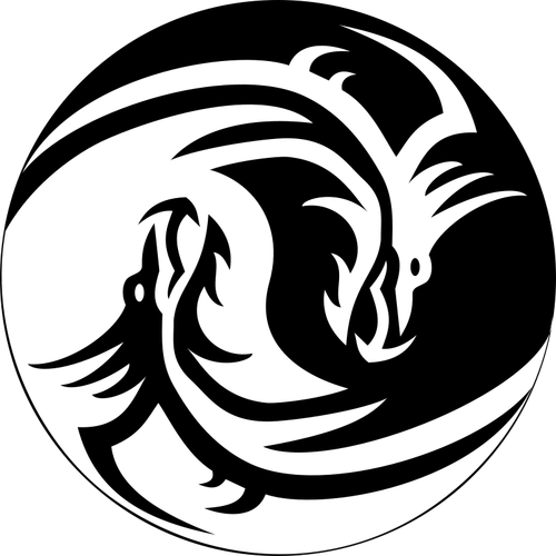 Ying yang dragon sign vector image