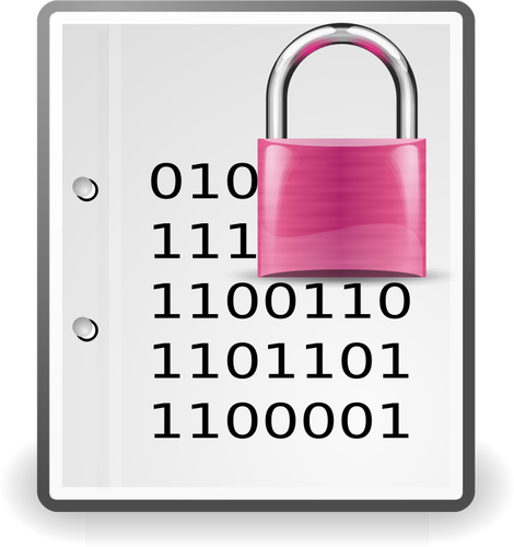 暗号化された文書のピンクのアイコン ベクトル クリップ アート