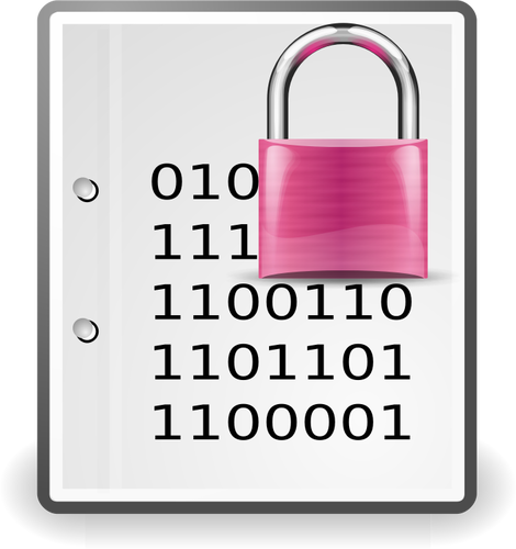 Encrypted document pink icon vector clip art