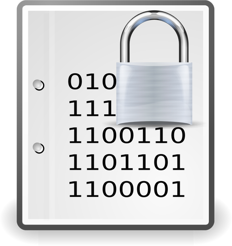 Vector image of encrypted document silver icon