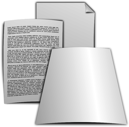 Vector drawing of paper documents with print