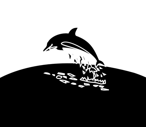 Vector drawing of diving dolphin