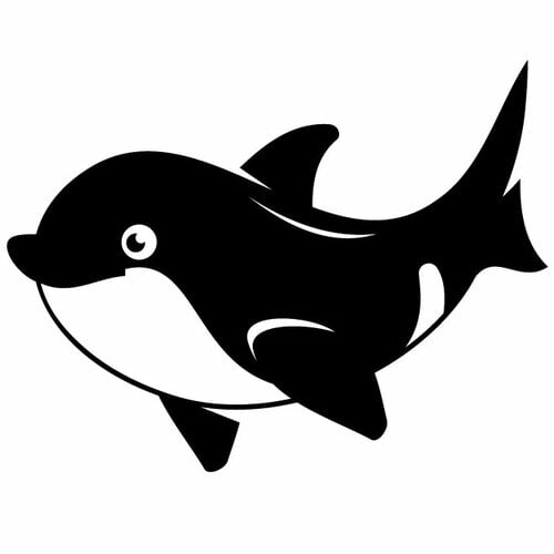 Дельфин силуэт черно-белый