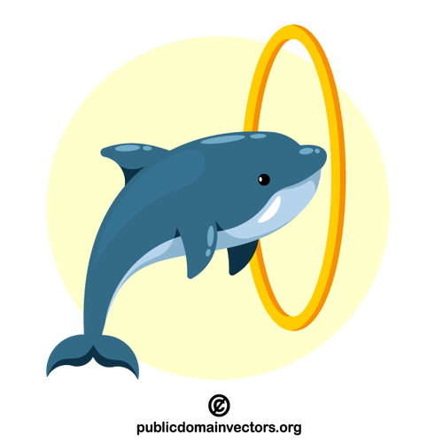 Dolphin jumping through the hoop